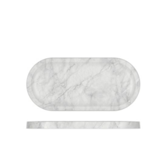 White Marble Agra Melamine Oval Tray 32 X 15cm