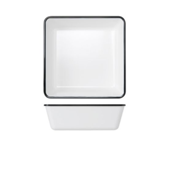 Black/White Melamine Athens Square Deep Dish 25 X 8cm