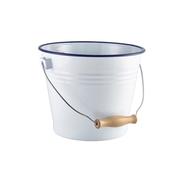 ENAMEL BUCKET WHITE WITH BLUE RIM 22CM DIA (4)