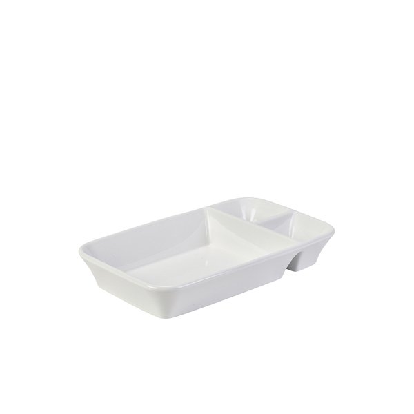 GENWARE PORCELAIN RECTANGULAR DIVIDED DISH 26 X 15 X 4CM/10.25 X 6 X 1.5 (4)