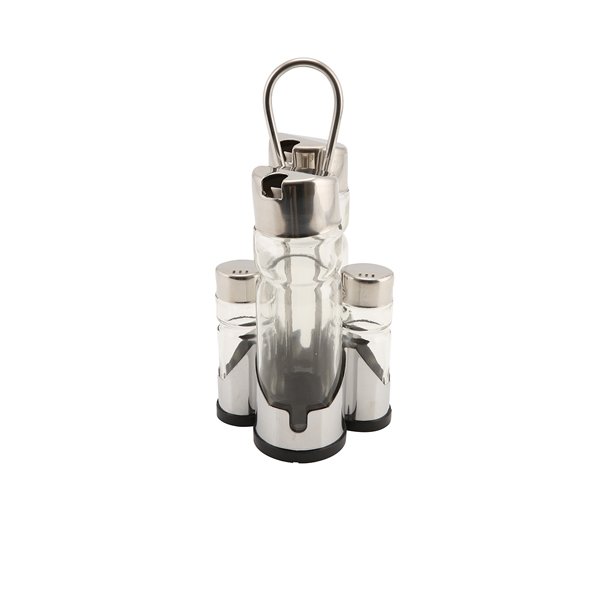 GENWARE OIL VINEGAR & CRUET SET WITH STAND