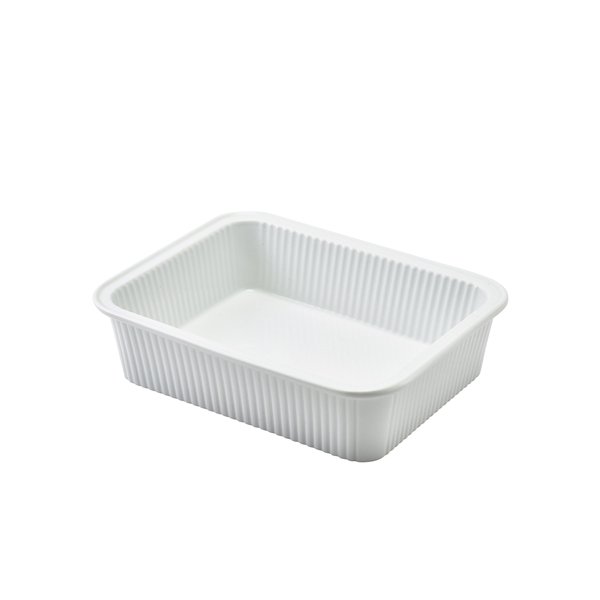 GENWARE PORCELAIN FLUTED RECTANGULAR DISH 20.5 X 16.5CM/8 X 6.5 (3)