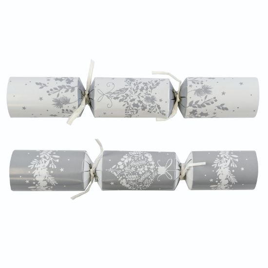 2025 Silver And White Bauble 10" Christmas Crackers (Case Of 100)