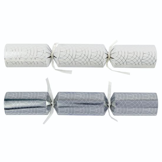 2025 Silver And White Geo 11" Christmas Crackers (Case Of 50)
