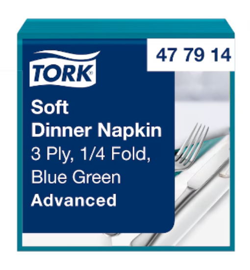 Tork Soft 3ply 40x40cm Blue Green Napkin (Pack of 100)