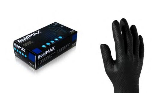 Aureilia Bold Max Heavy Duty Diamond Textured Black Nitrile Glove XLarge (Pack of 50)