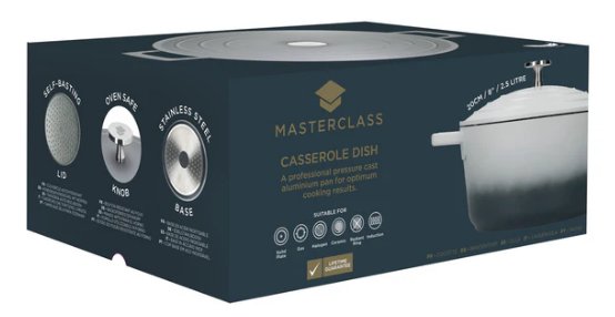 MASTERCLASS CAST ALUMINIUM 2.5LTR CASSEROLE DISH OMBRE GREY