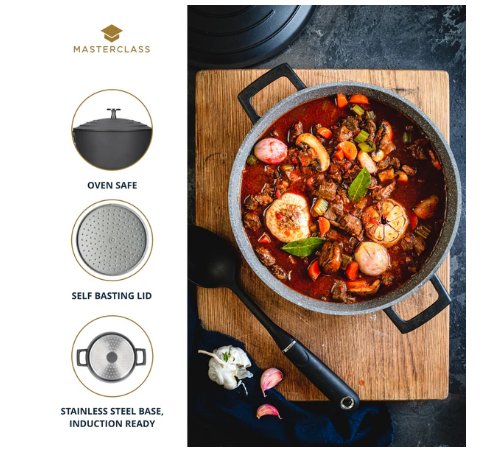 MASTERCLASS CAST ALUMINIUM 2.5LTR CASSEROLE DISH BLACK