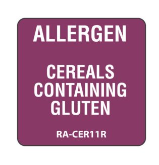 CASE OF 500 CEREALS CONTAINING GLUTEN SQUARE FOOD ALLERGEN LABEL 1"