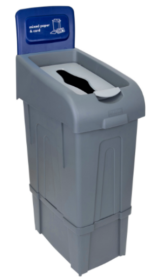 Procycle 80ltr Recycling Bin, Lid And Dark Blue Printed Back Panel For Paper