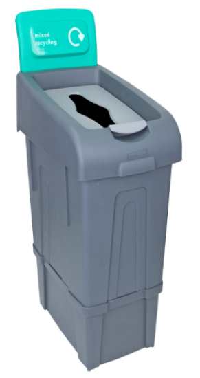 Procycle 80ltr Recycling Bin, Lid And Green Printed Back Panel For Mixed Waste