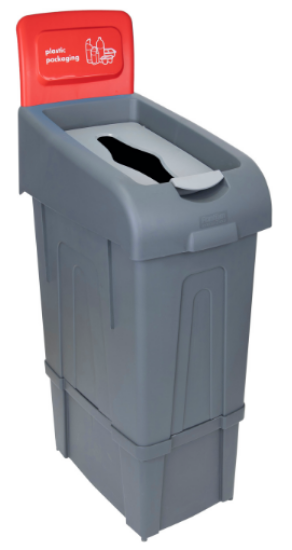 Procycle 80ltr Recycling Bin, Lid And Red Printed Back Panel For Plastic