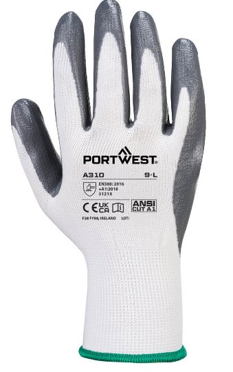 Flexogrip Gloves Grey/White Small