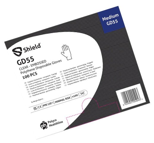 Shield Clear Embossed Polythene Disposable Glove (Case of 1000)