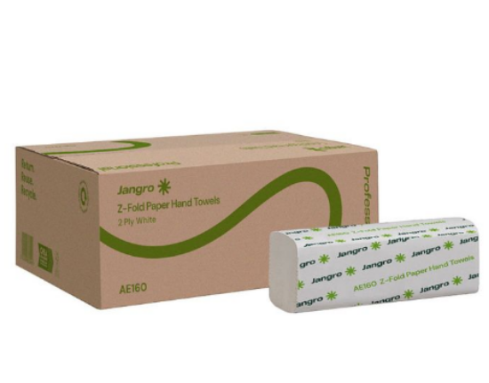 Jangro Z Fold Hand Towel 2ply White 240mm x 215mm (Case of 3000)