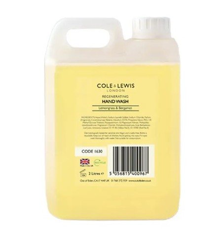 Cole & Lewis Lemongrass & Bergamot Hand Wash 5ltr (Case of 2)
