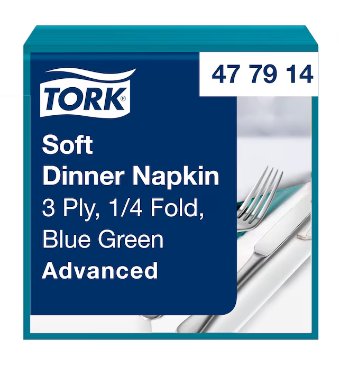 Tork Soft 3ply 40x40cm Blue Green Napkin (Case of 1200)