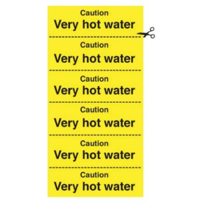 Caution Very Hot Water Self Adhesive 200x100mm