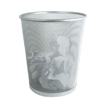 Waste Paper Bin Mesh Round Matt Silver 10"