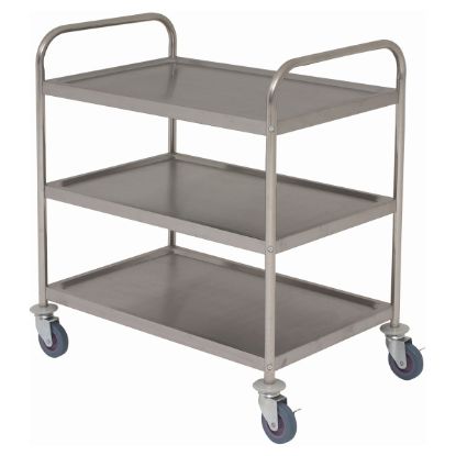 Stainless Steel 3 Shelf Trolley Flat Packed L85.5 X W53.5 X H93.3cm