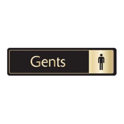 Gents Doorsign Self Adhesive 43x178mm Black & Gold *p
