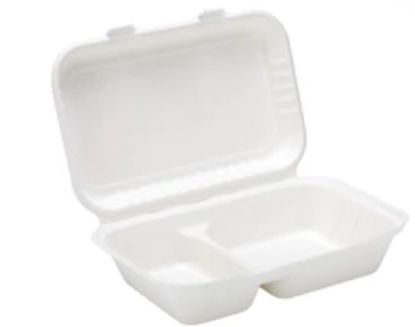 Bagasse 2 Compartment Lunch Box 160x250x60mm (Pack of 125)