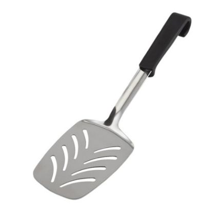 Genware Plastic Handle Slotted Turner Black 34cm