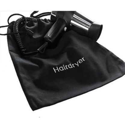 Cotton Drawstring Hairdryer Bag Black 30x40cm