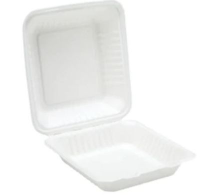 Bagasse Clamshell Meal Box 235x230x75mm (Pack Of 100)