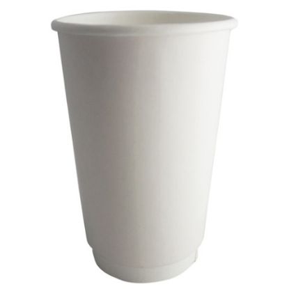 Double Wall Hot Cup 16oz White PE Lined (Pack of 25)
