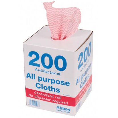 Abbey Antibacterial Cloths In Box Red (Pack of 200)