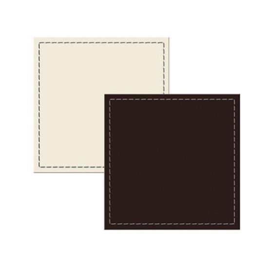 Coaster Set Faux Leather Brown/Cream 10cmx10cm (Pack of 4)