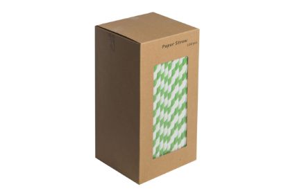 Green And White Biodegradable Paper Straws 8" (Pack Of 250)