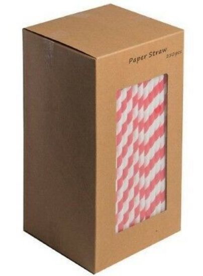 Red Stripe Paper Biodegradable Straws 8"(Pack Of 250)