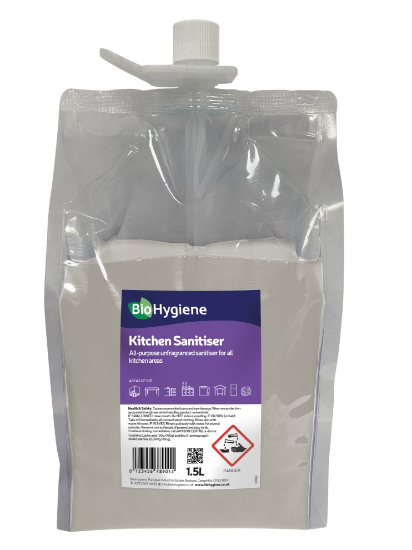 Bio Hygiene Kitchen Sanitiser Dosing Pouch 1.5ltr (Case Of 2)