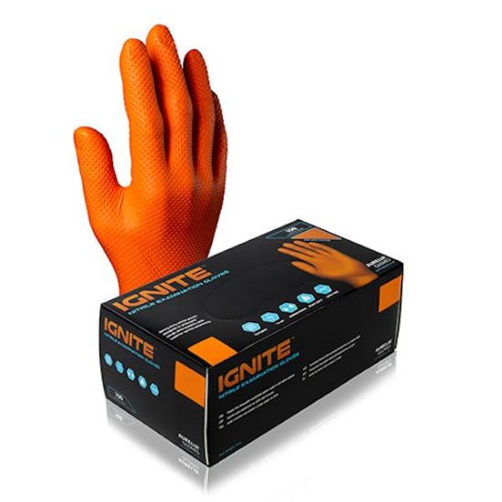 Ignite Orange Nitrile P/F Gloves Medium (Box Of 100)