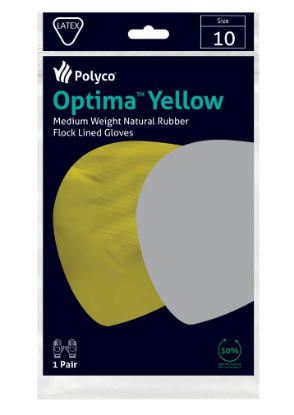 Optima Rubber Gloves Med Yellow Size 8-8.5 One Pair