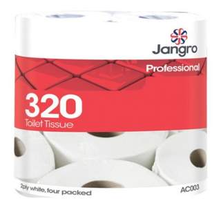 Jangro Toilet Roll Pure 320sht 9 X 4pkt 2ply White (Case of 36)