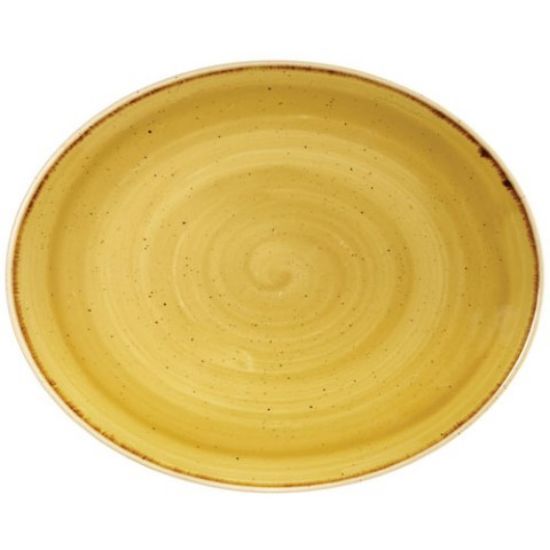 STONECAST ORBIT OVAL COUPE PLATE 7.75" MUSTARD (12)