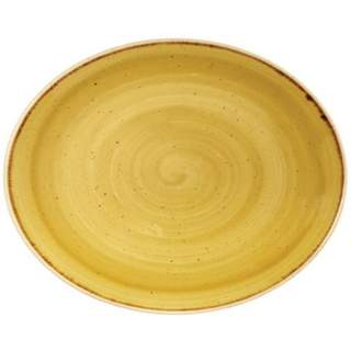 STONECAST ORBIT OVAL COUPE PLATE 7.75" MUSTARD (12)
