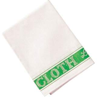 Linen Union Glass Cloth White/Green (Pack Of 10)
