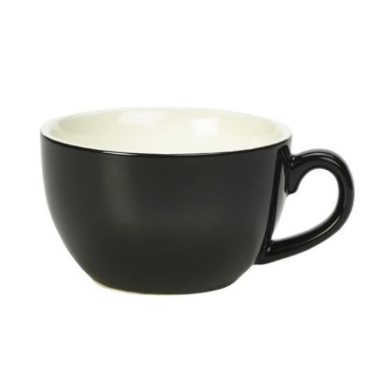 Genware Porcelain Bowl Shaped Coffee Cup 25cl 8.75oz Black (6)