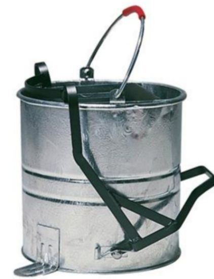 Galvanised Mop Bucket With Steel Roller 10ltr With Foot Operated Wringer