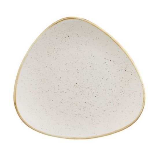 CASE OF 6 STONECAST TRIANGULAR PLATE 12" BARLEY WHITE