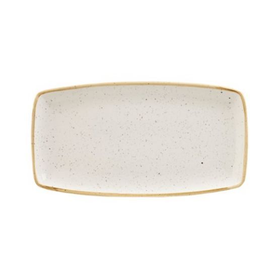 CASE OF 6 STONECAST SQUARED OBLONG PLATE 13.75" BARLEY WHITE