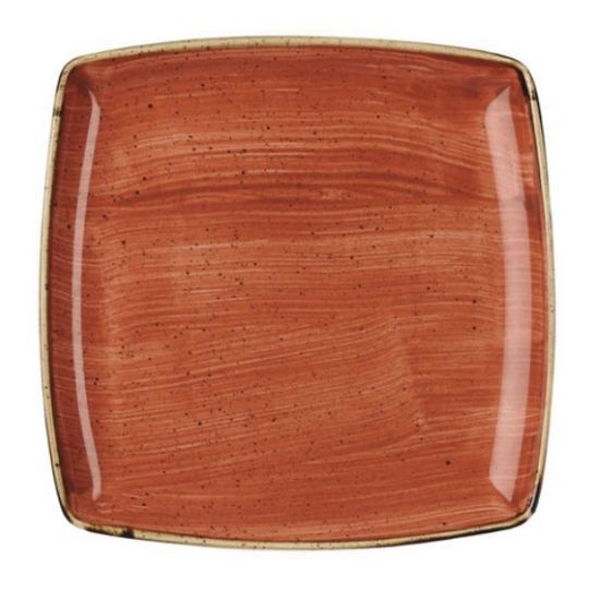 CASE OF 6 STONECAST DEEP SQUARE PLATE 10.25" SPICED ORANGE
