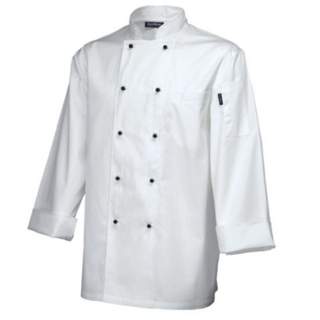 SUPERIOR WHITE CHEF JACKET STUD BUTTONS LONG SLEEVE (MED)