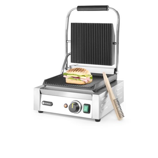 Hendi Single Contact Grill Ribbed Top And Bottom With One Year Warranty