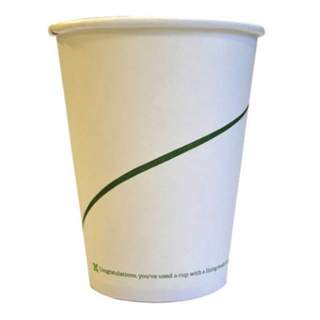 Paper Hot Cup Compostable White With Green Strip 12oz (Pack of 50)