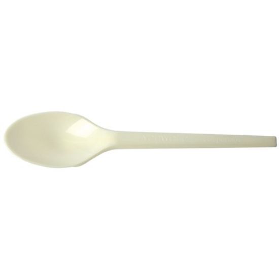 VEGWARE 6.5" RECYCLED COMPOSTABLE SPOON WHITE (50)